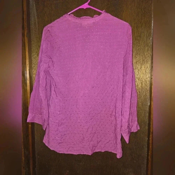 Modcloth Long Sleeve Sheer Plum Blouse Medium - Picture 4 of 5